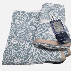 4 Pc William Morris KENNETT Pale Blue Floral Vines Bath and Hand Towel Set NEW
